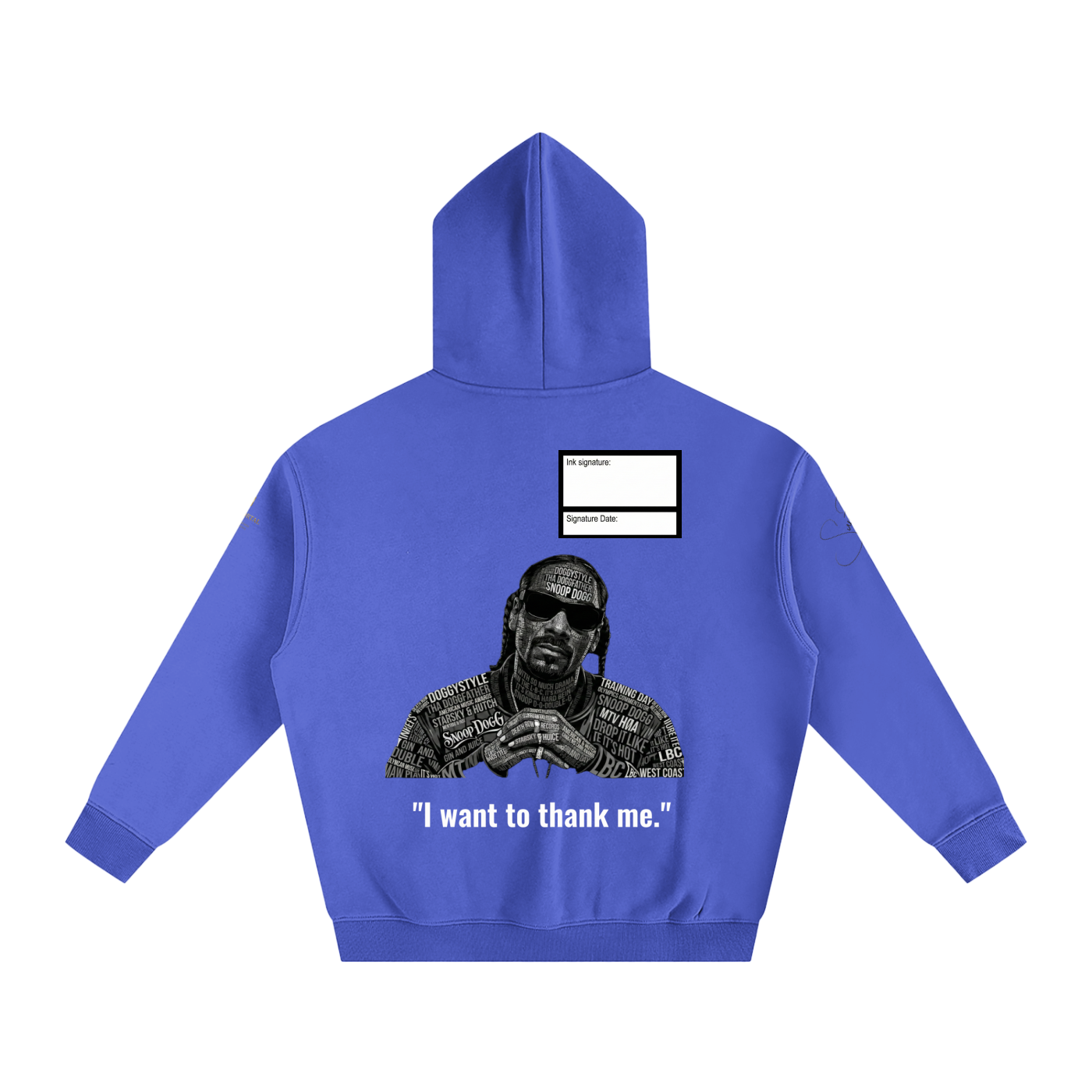 Snoop Dogg Oversize Fleeced Hoodie with Signature and Date Box