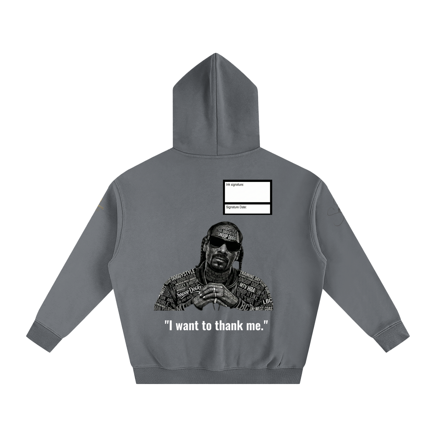 Snoop Dogg Oversize Fleeced Hoodie with Signature and Date Box