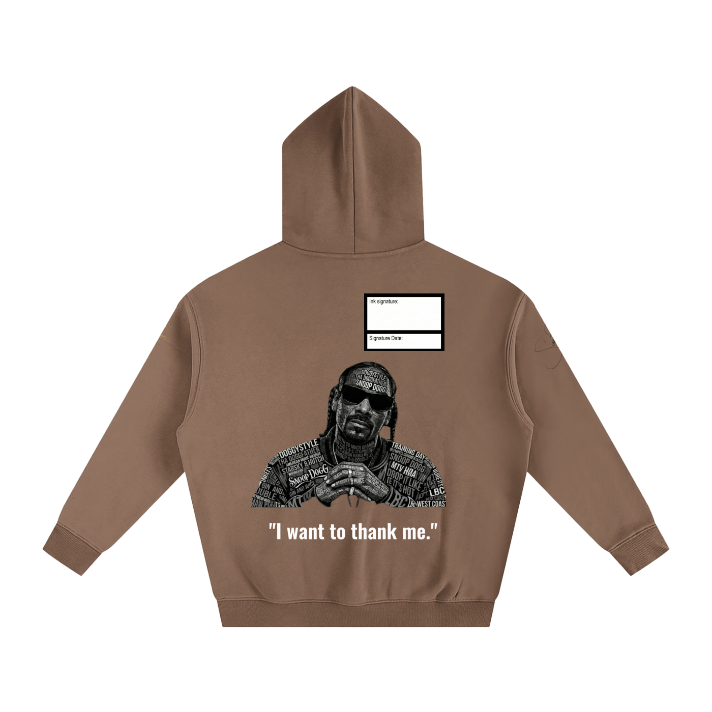 Snoop Dogg Oversize Fleeced Hoodie with Signature and Date Box
