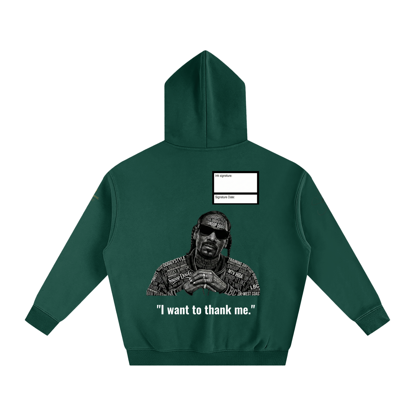 Snoop Dogg Oversize Fleeced Hoodie with Signature and Date Box